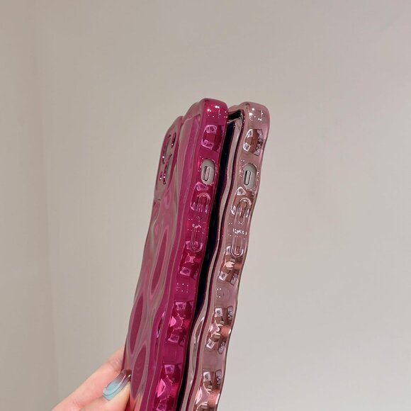 For Iphones all 16 15 14 13 Cute Kawaii Hot Pink Wavy Frame Girl Iphone Case Y2K - Picture 4 of 8